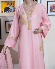3 Pc Pink Oranza Embroidered Suit