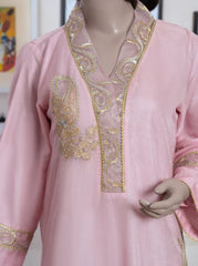 3 Pc Pink Oranza Embroidered Suit
