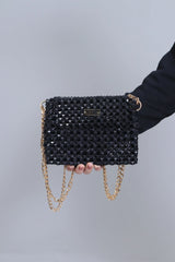 Shimmering Beaded Shoulder Bag Black