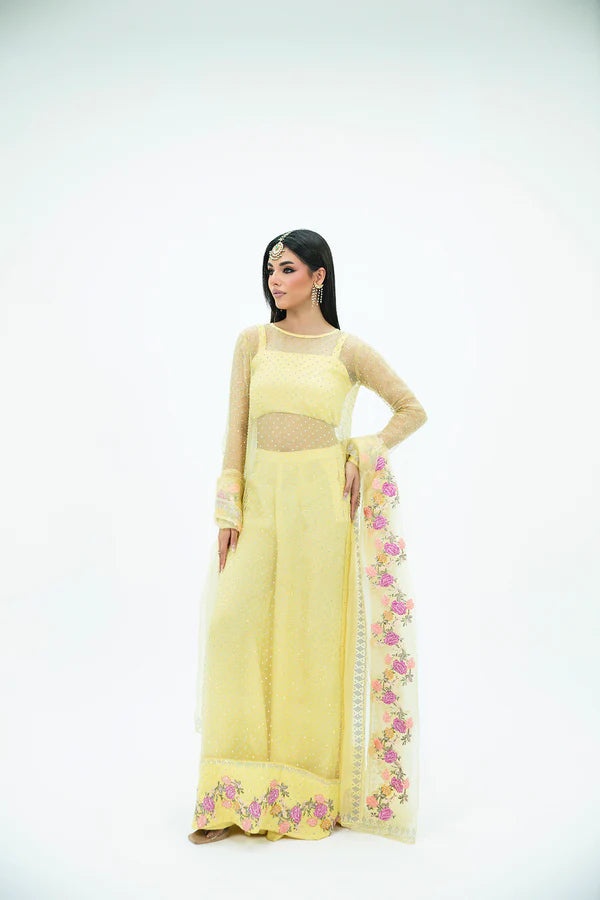 SF-258 | Embroidered Organza 4Pcs Saree | Luxury Formal