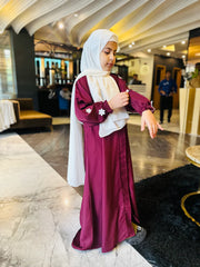 Kids Mehroon floral Abaya-252