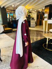 Kids Mehroon floral Abaya-252