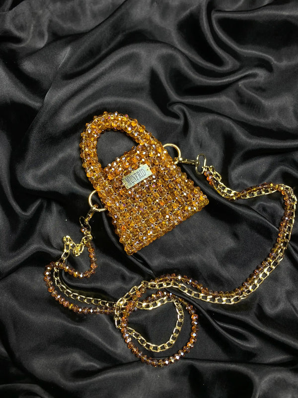 Crystal Mini Hand Bag (Golden)