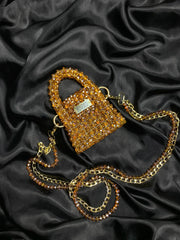 Crystal Mini Hand Bag (Golden)