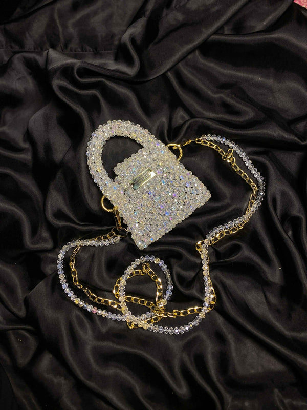 Crystal Mini Hand Bag (White)