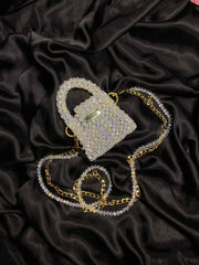 Crystal Mini Hand Bag (White)