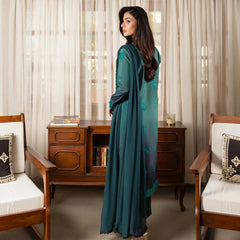 Forest Veil | Raw Silk 3-Piece | Dyed & Embroidered