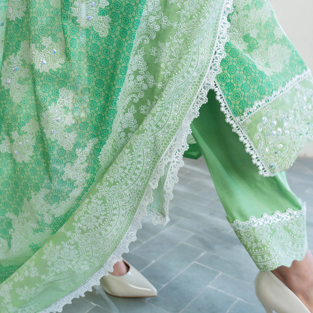 Sylvia | Georgette 4 Piece | Hand-Embellished And Screen Printed