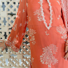 Elara Chiffon 4 Piece | Hand-Embellished And Screen Printed