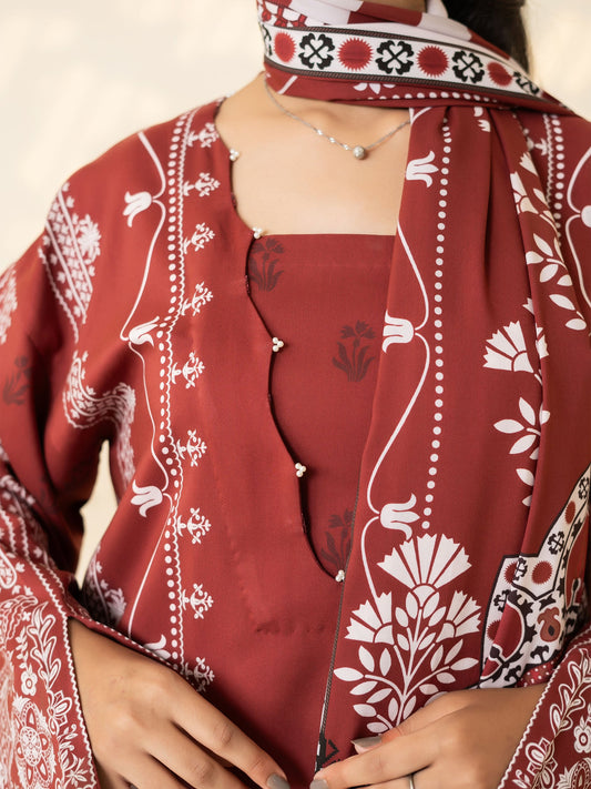 3 PIECE - PRINTED LINEN SUIT