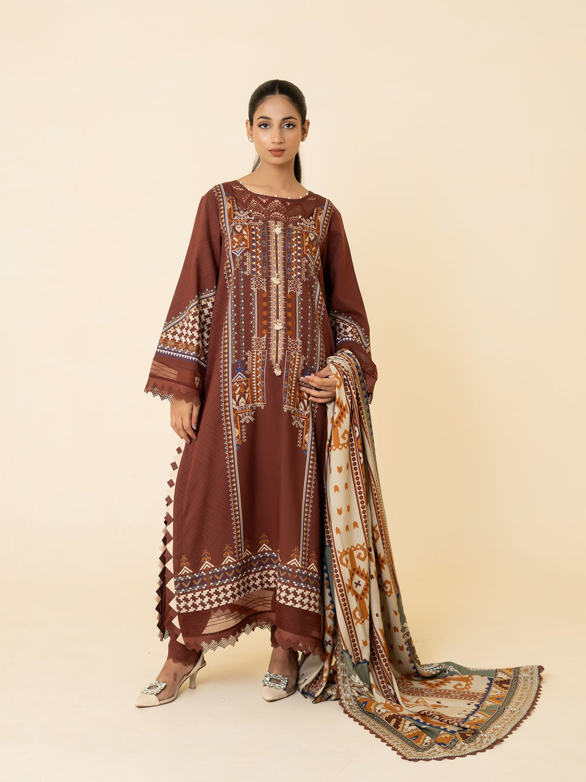 3 PIECE - PRINTED LINEN SUIT