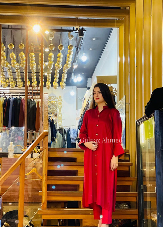 Red Winter Shinny Silk Marina