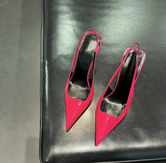 Women Neon Colors Pumps Sling back Sandals High Thin Heel Peep Toe Fetish Prom Shoes Streetwear