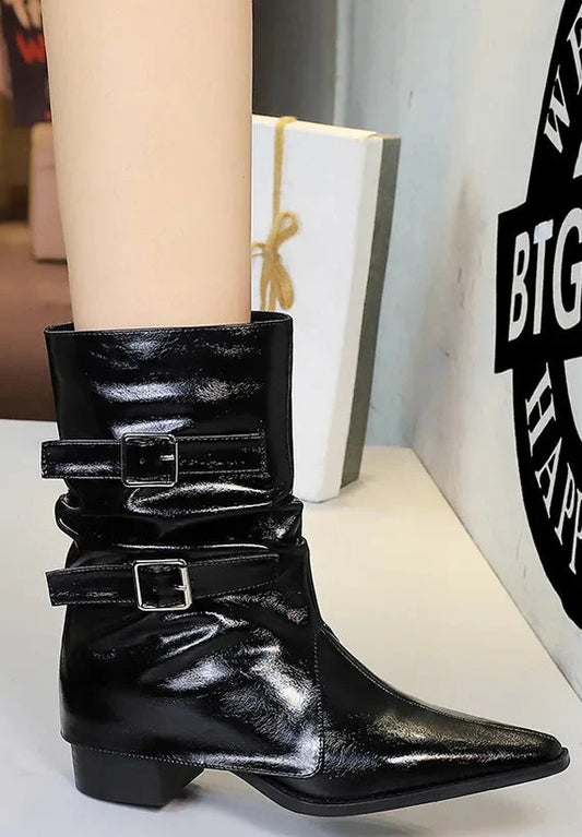 Pointed Fashion Women's Boots Retro Style Thick Heel Low Heel Medium Tube Women's Boots