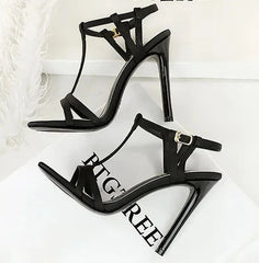 Sandals Women's T-strap Super High-heeled Open-toed Shoes, Sexy Thin-heeled Banquet Fashion Women's Shoes