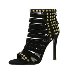 Rivet Roman Shoes, Retro Super High Heel Women's Shoes