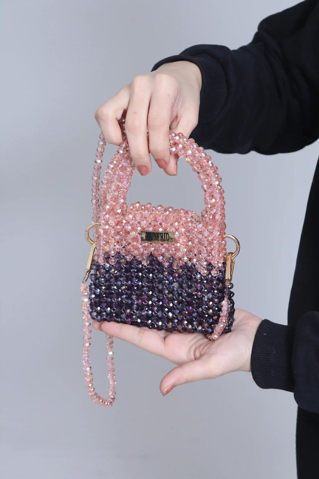 Shimmering Crystal Burgundy & Rose Pink Bag (Medium)