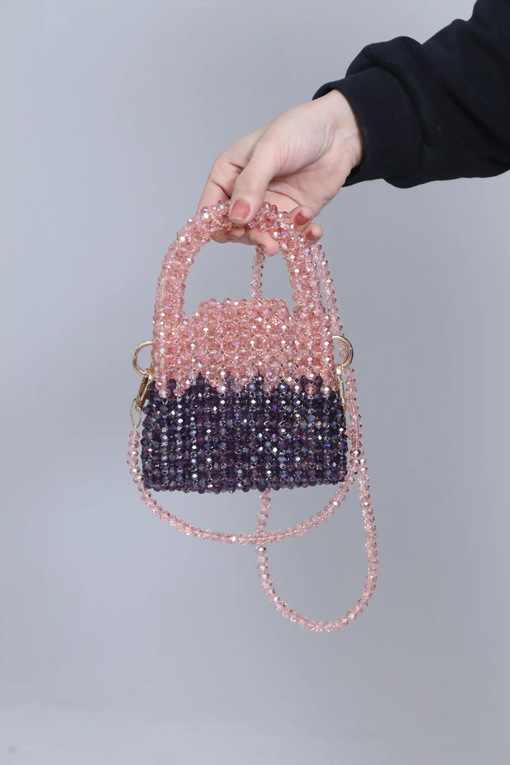 Shimmering Crystal Burgundy & Rose Pink Bag (Medium)