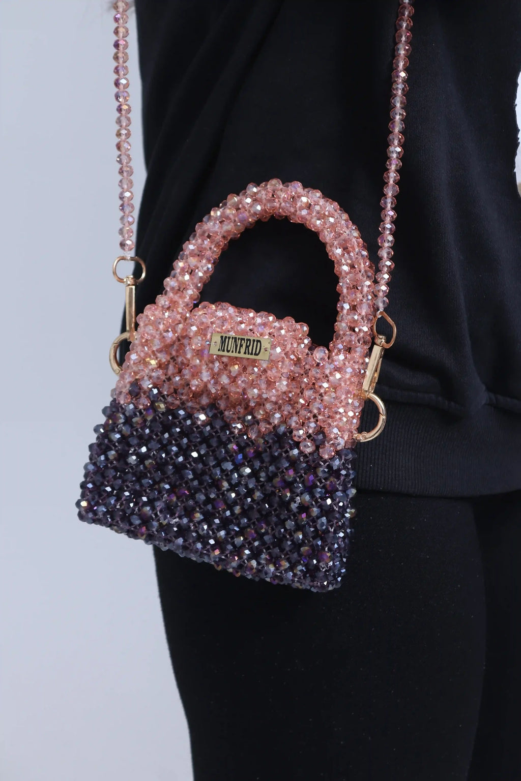 Shimmering Crystal Burgundy & Rose Pink Bag (Medium)