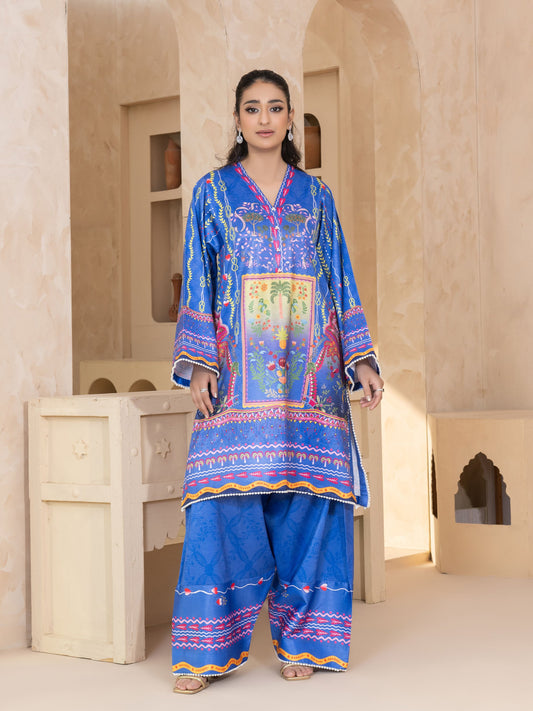 2 PIECE - PRINTED EMBOSSED SILK