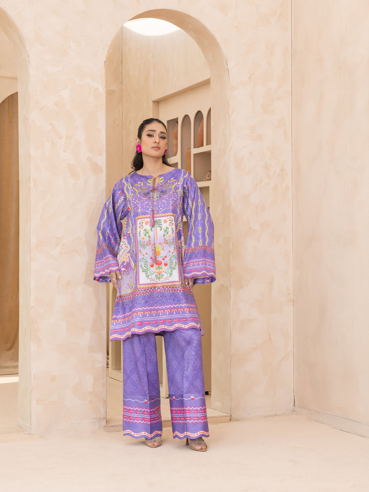 2 PIECE - PRINTED EMBOSSED SILK