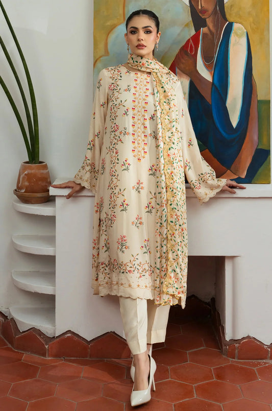 Lyra | Raw Silk 3 Piece | Hand-Embellished And Printed