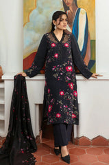 Crimson Noir | Raw Silk 3 Piece | Hand-Embellished And Printed