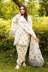 Printed Lawn 3-Piece Stitched Suit with Chiffon Dupatta