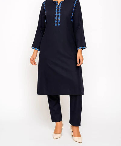 Blue embroidered