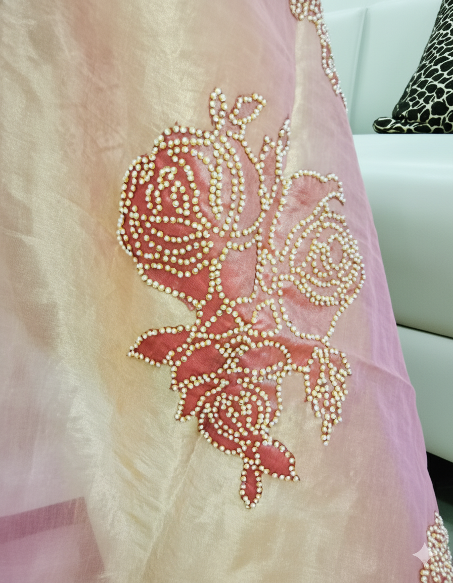 Zari Organza Peach Shawl