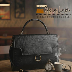 The Onyx Croc Satchel