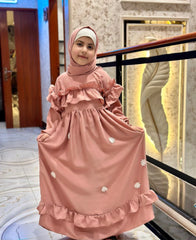 Blush Belle – Kids Frill Abaya sku-190