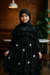 Blush Belle – Kids Frill Abaya sku-190