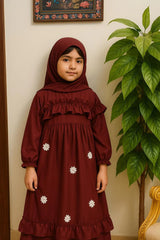 Blush Belle – Kids Frill Abaya sku-190