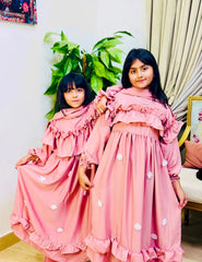 Blush Belle – Kids Frill Abaya sku-190