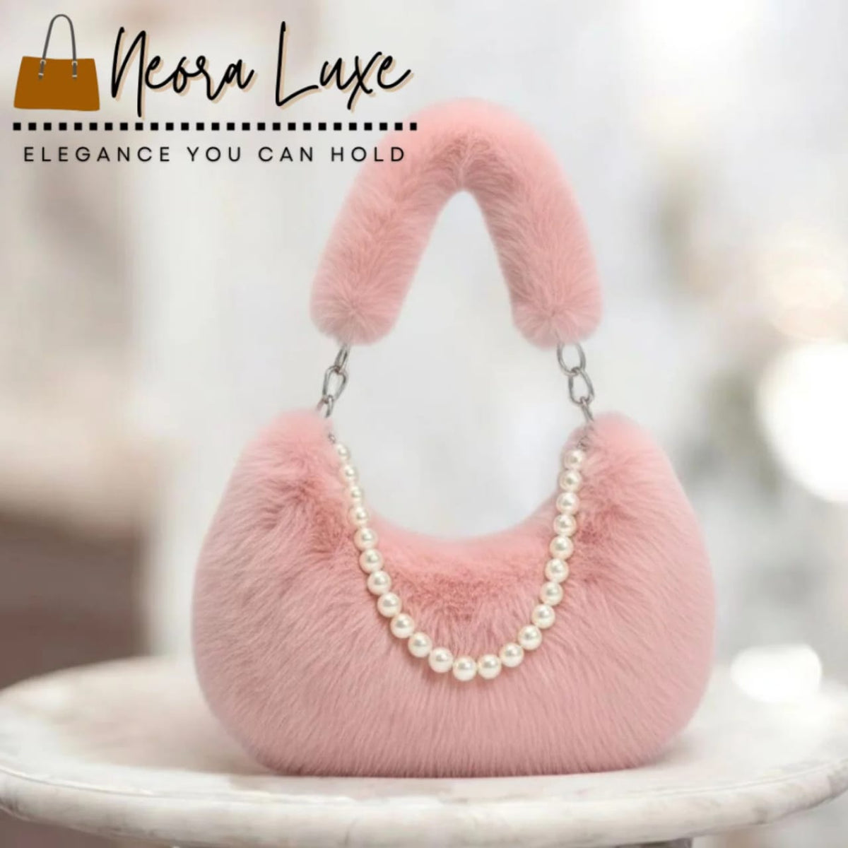 The Plush Coquette Faux-Fur Hobo (Blush Pink) Main image