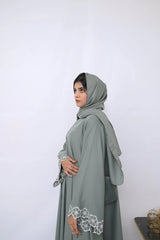Dania's Pistachio Floral Embroidered Abaya-221