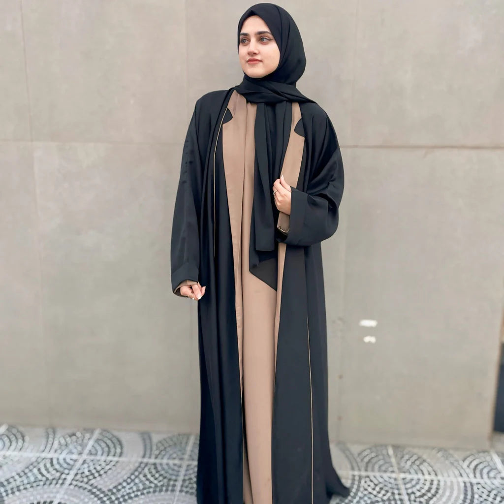 Elegant Coat style Abaya 3pc- 32