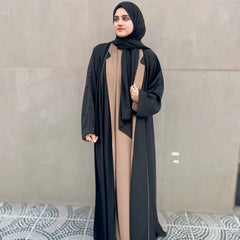 Elegant Coat style Abaya 3pc- 32