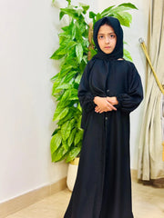 Kids Basic Abaya with elastic sleeve sku-193