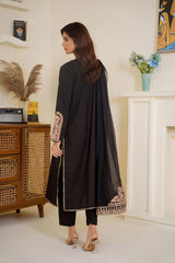 Midnight Muse – Black Embroidered 3 Piece Suit