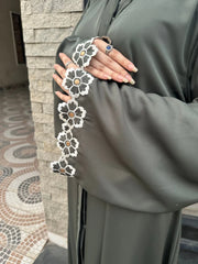Olive Grace Embroidered Nidah Abaya-24