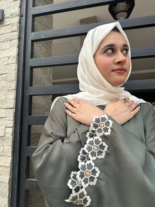 Olive Grace Embroidered Nidah Abaya-24