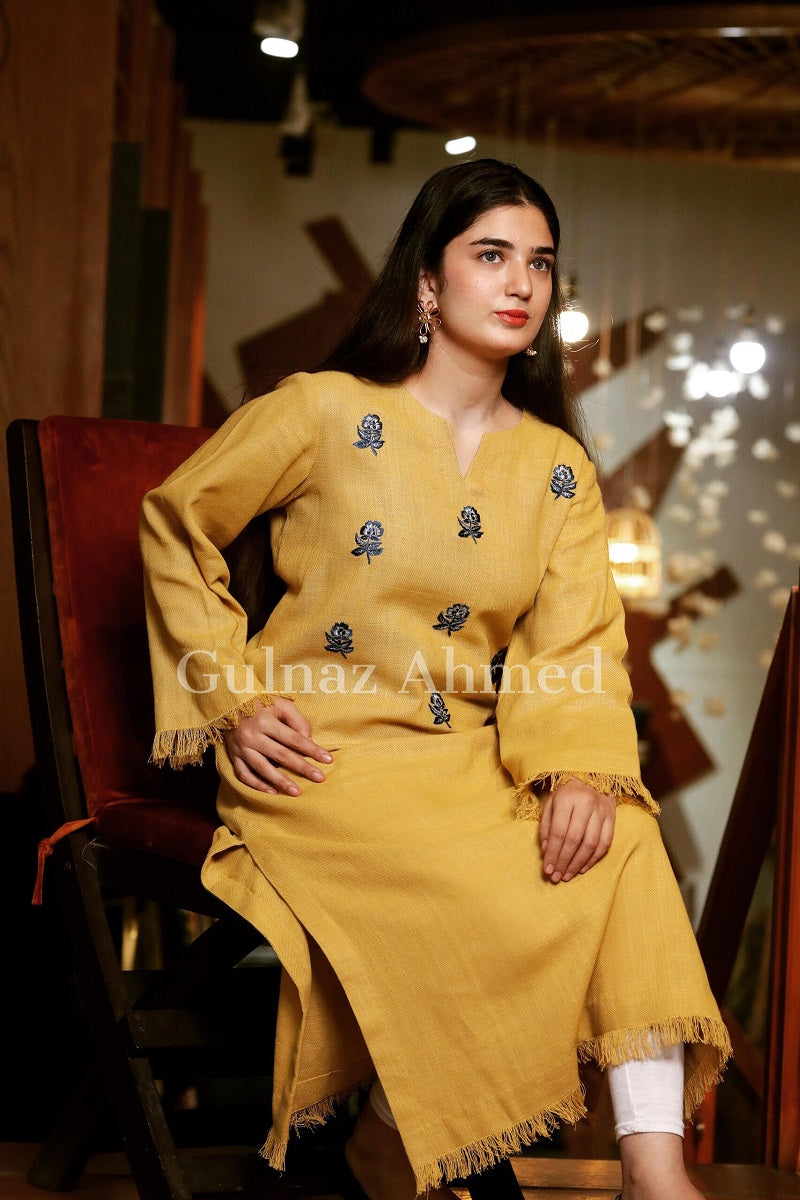 Lemon Green Winter Jute Long Attire