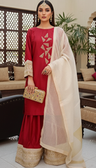 Regal Ruby Gota Farshi Ensemble - 3PCS