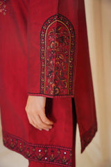 Ruby- Maroon Embroidered 3 Piece Suit