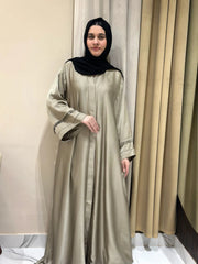 Silk Plated Sleeves Abaya-181