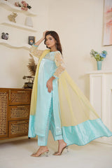 Sky Gleam – Blue Yellow 3 Piece Suit