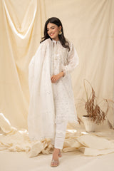 DREAMY WHITE (2 Pcs Stitched Dupata & Shirt) noorangi