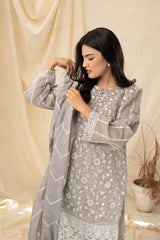 MISTY GREY (2 Pcs Stitched Dupata & Shirt) noorangi